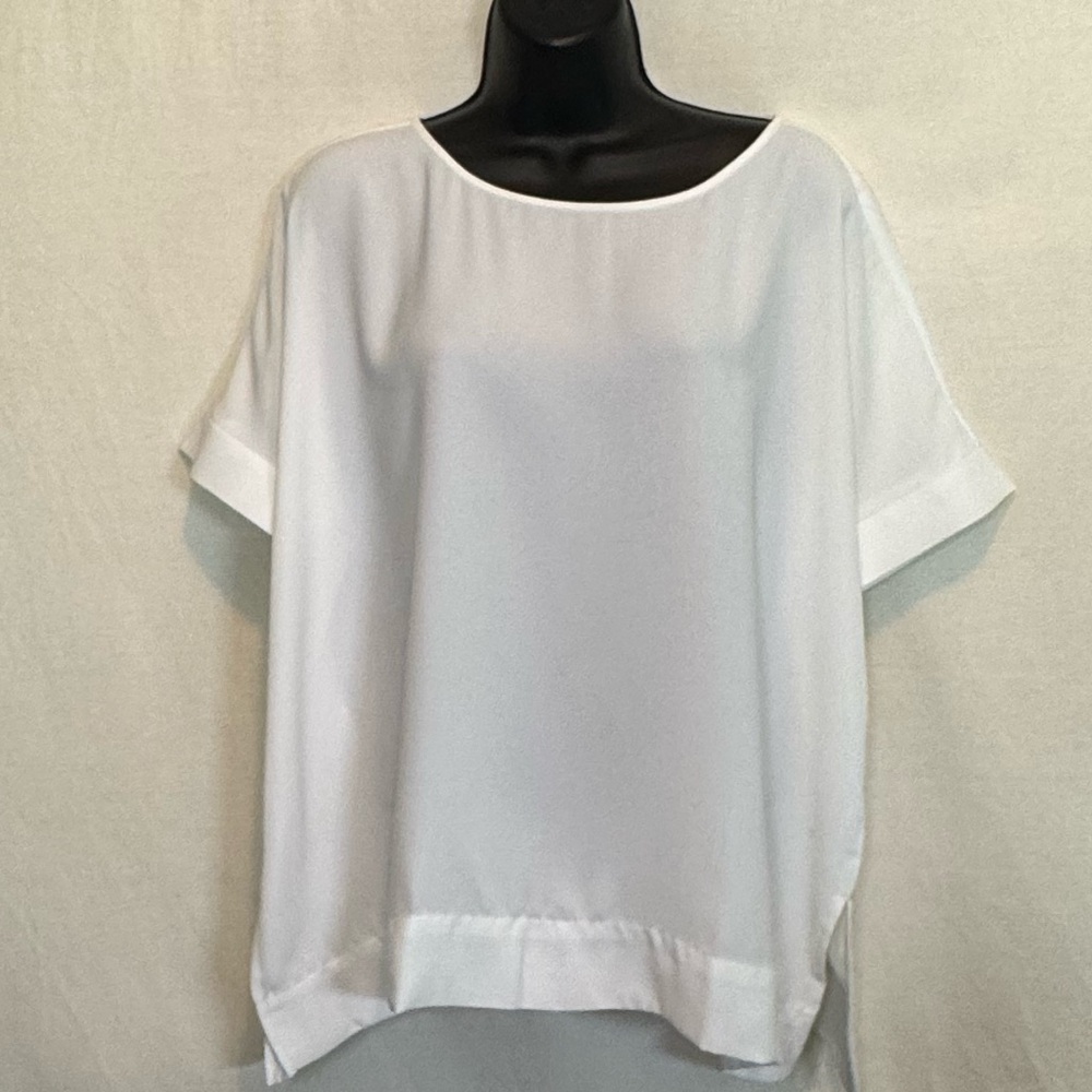 G-195 The Limited White Oversized Short Sleeve Pullover Blouse Size XS